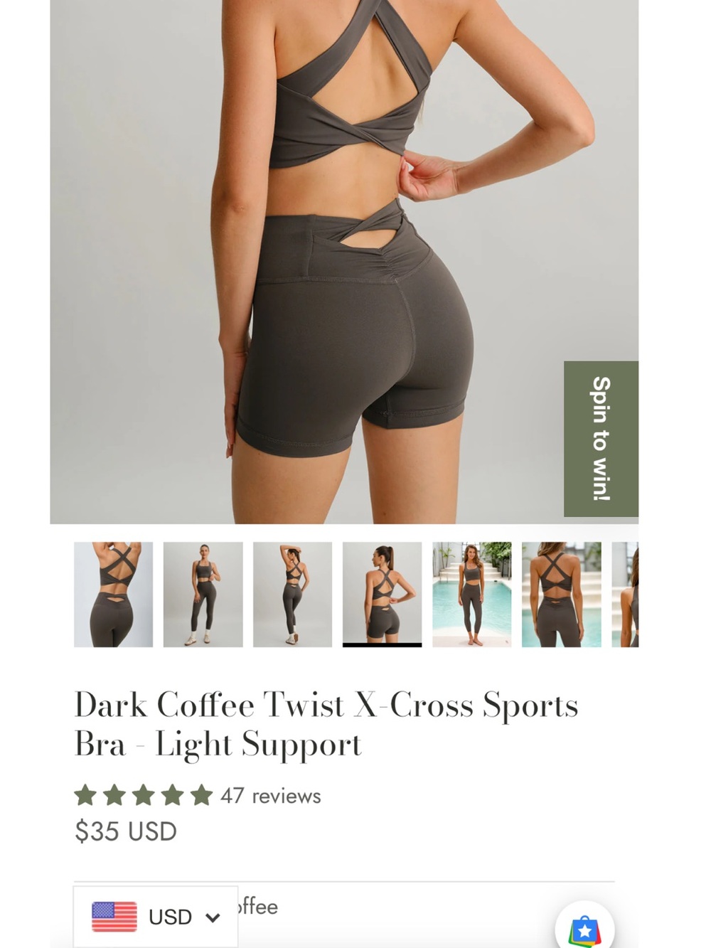 Twist X-Cross Sports Bra - Dark Coffee